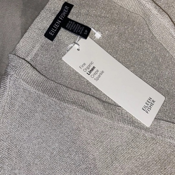 Eileen Fisher Fine Organic Linen  Crepe Sparkle Long Cardigan. Small NWT $ 328 - Picture 8 of 9